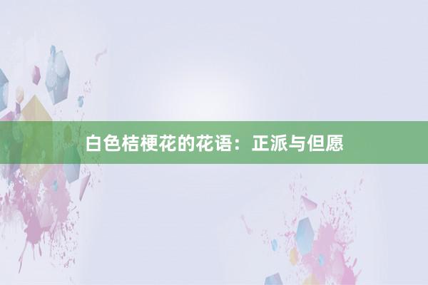 白色桔梗花的花语:正派与但愿
